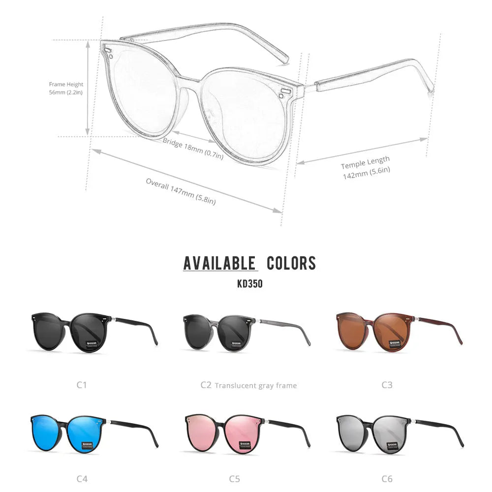 Cat eye large frame polarized sun glasses for women with UV protection in a colour option