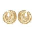 Exaggerated geometric women's earrings with irregular pleating and cold concave-convex texture in gold finish
