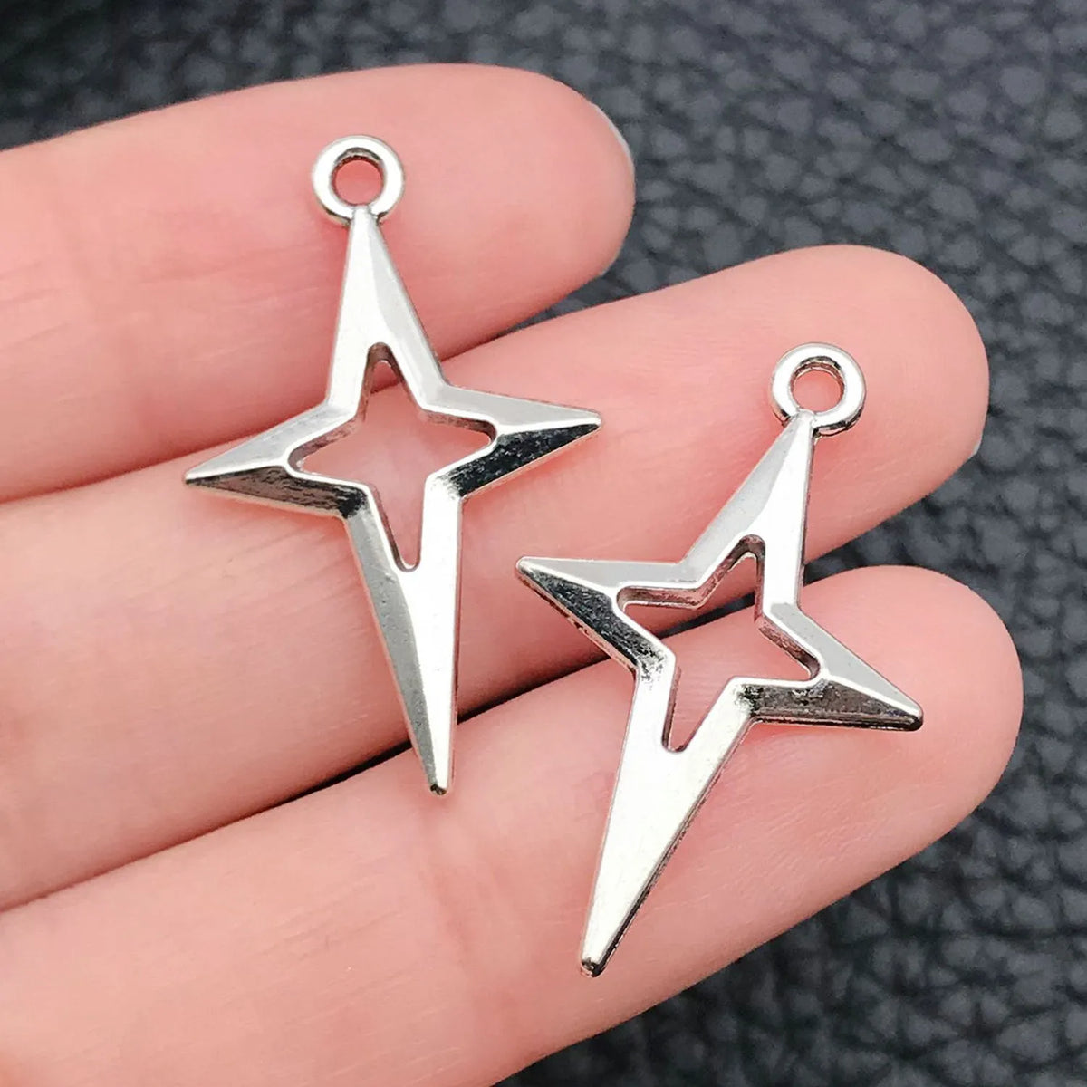 Cross-shaped XINGX pendant with eight-pointed stars, electroplated alloy DIY charm for bracelet or necklace