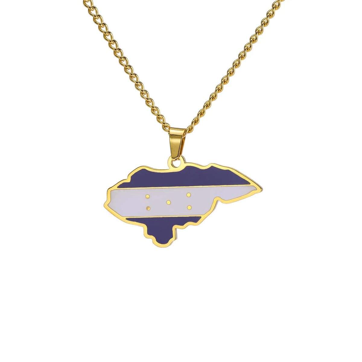 Women's creative all-match map pendant necklace in titanium steel with adjustable 51-60cm chain, gold colour option