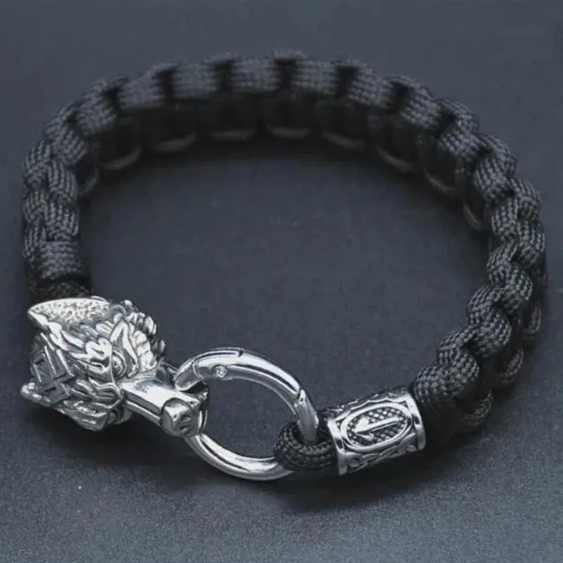 Handmade wolf head titanium steel bracelet in camouflage colour with polished finish
