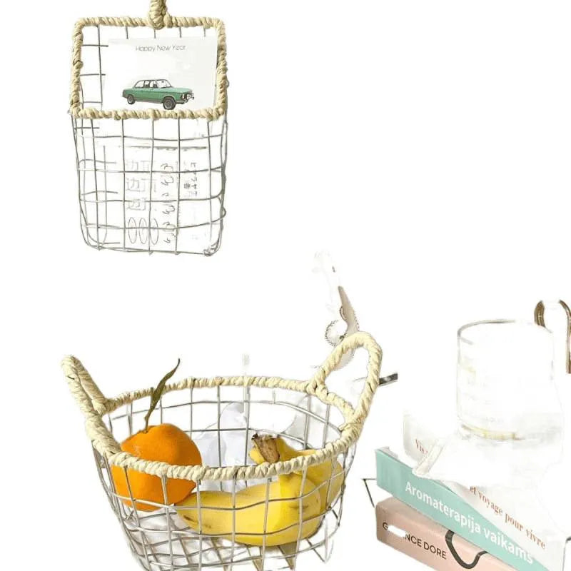 Nordic iron wire woven storage basket for fruit in binaural woven small size, ins style