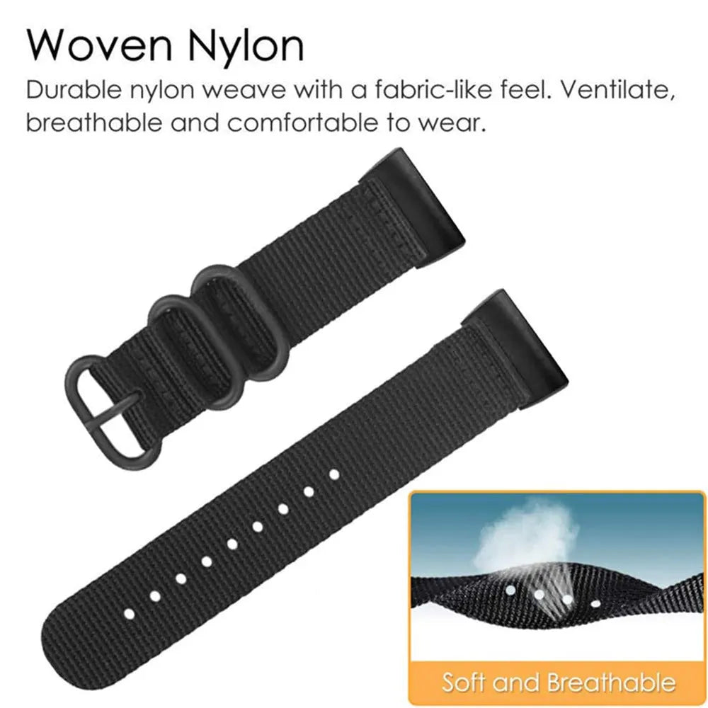 Fitbit Charge nylon replacement strap with three-ring buckle in multiple colour options