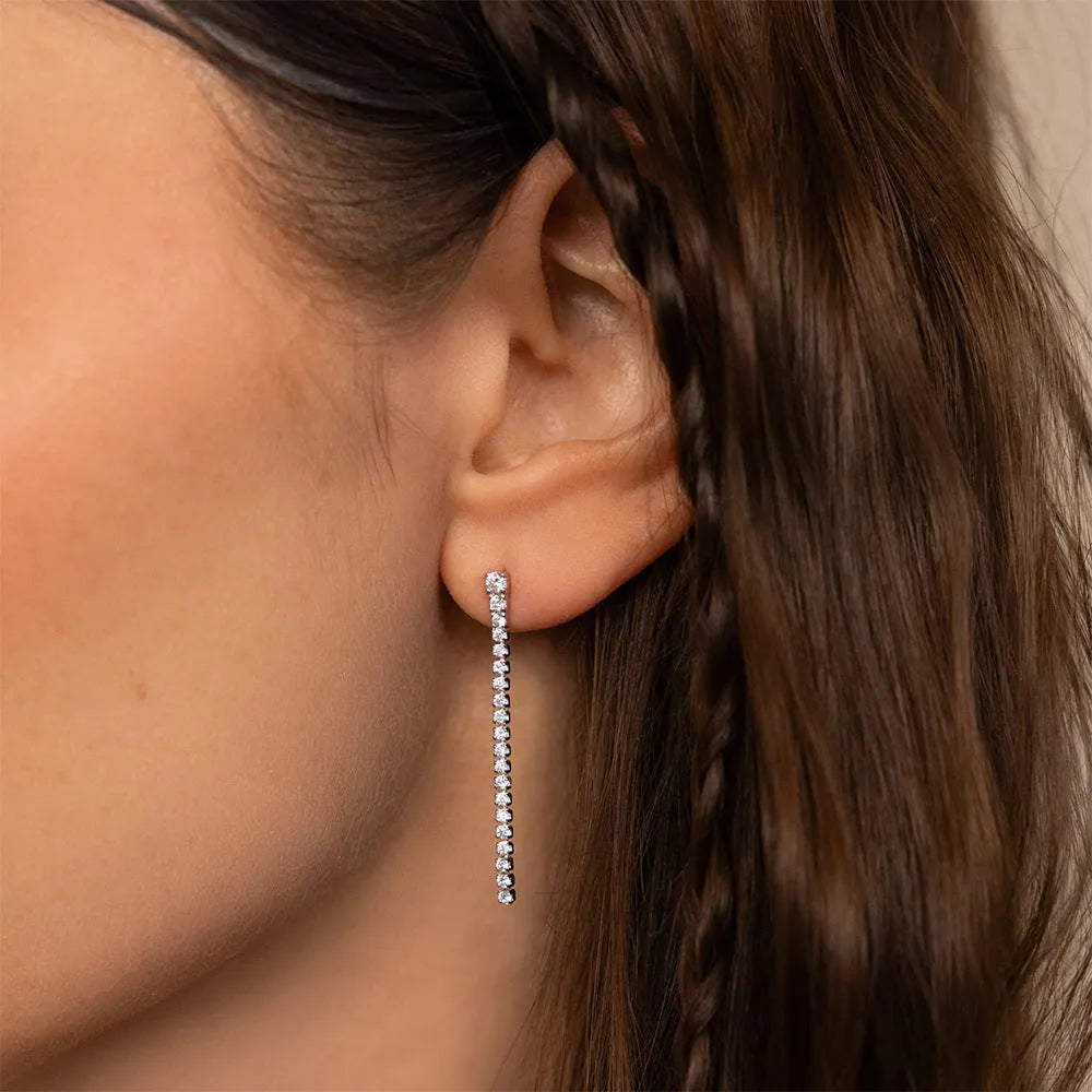 Geometric Chinese style zircon earrings in stainless steel with gold colour option