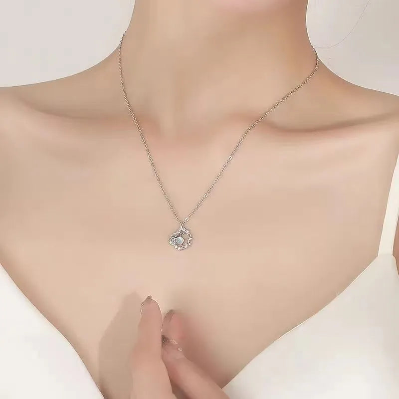Women's creative tree and bird pendant necklace in alloy with adjustable 41-50cm length