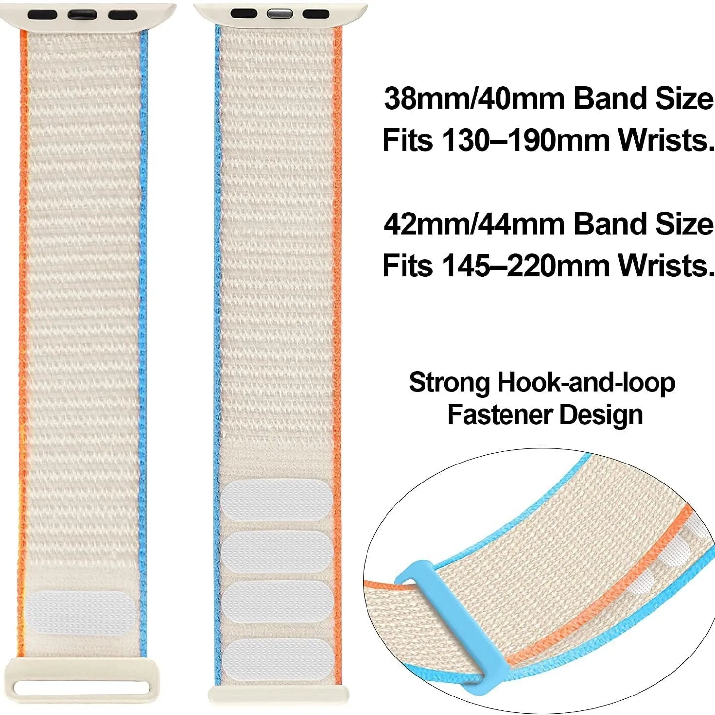 Woven nylon Apple Watch strap in multiple colours showing fabric texture and watch attachment