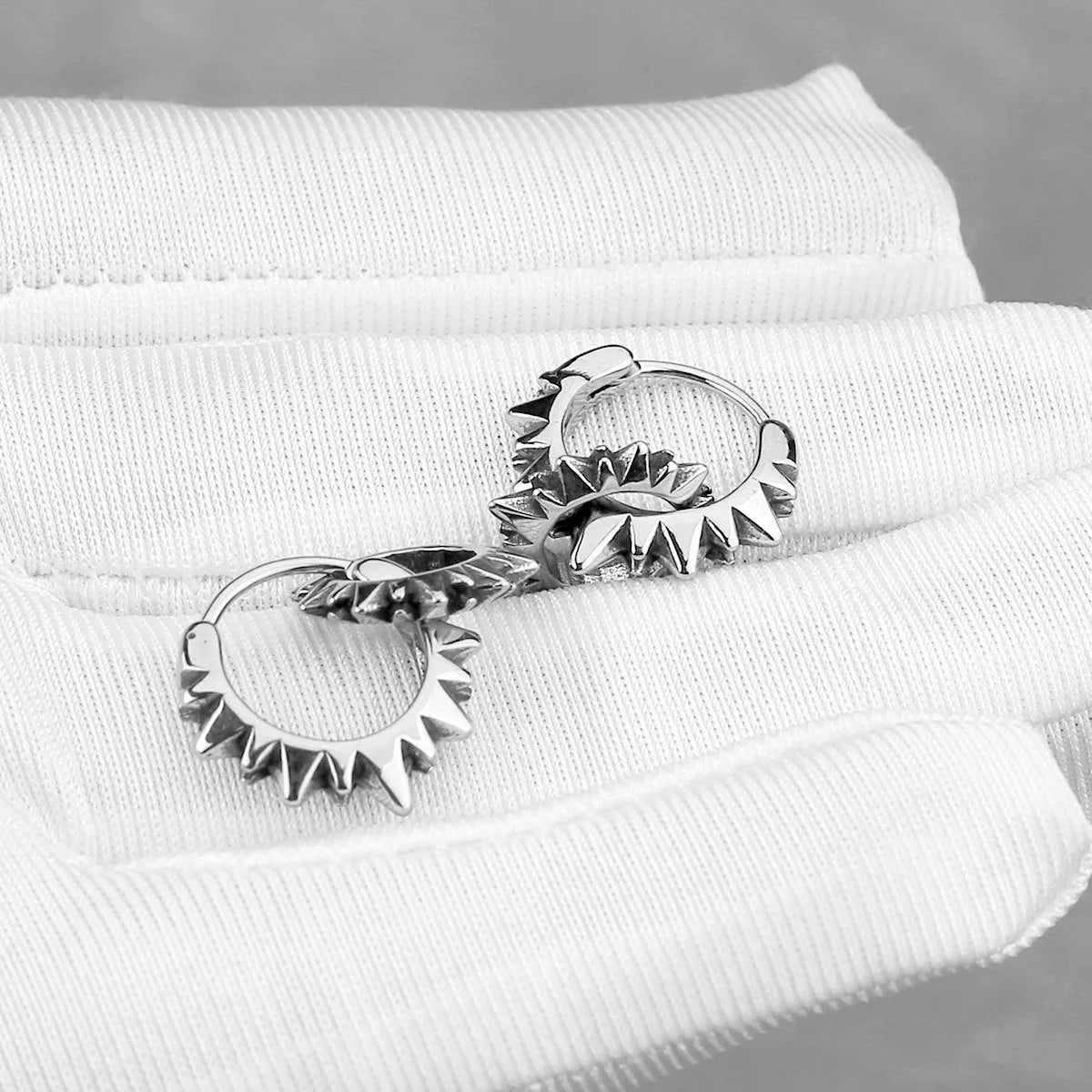 Round stainless steel hoop earrings with polished European retro titanium steel finish
