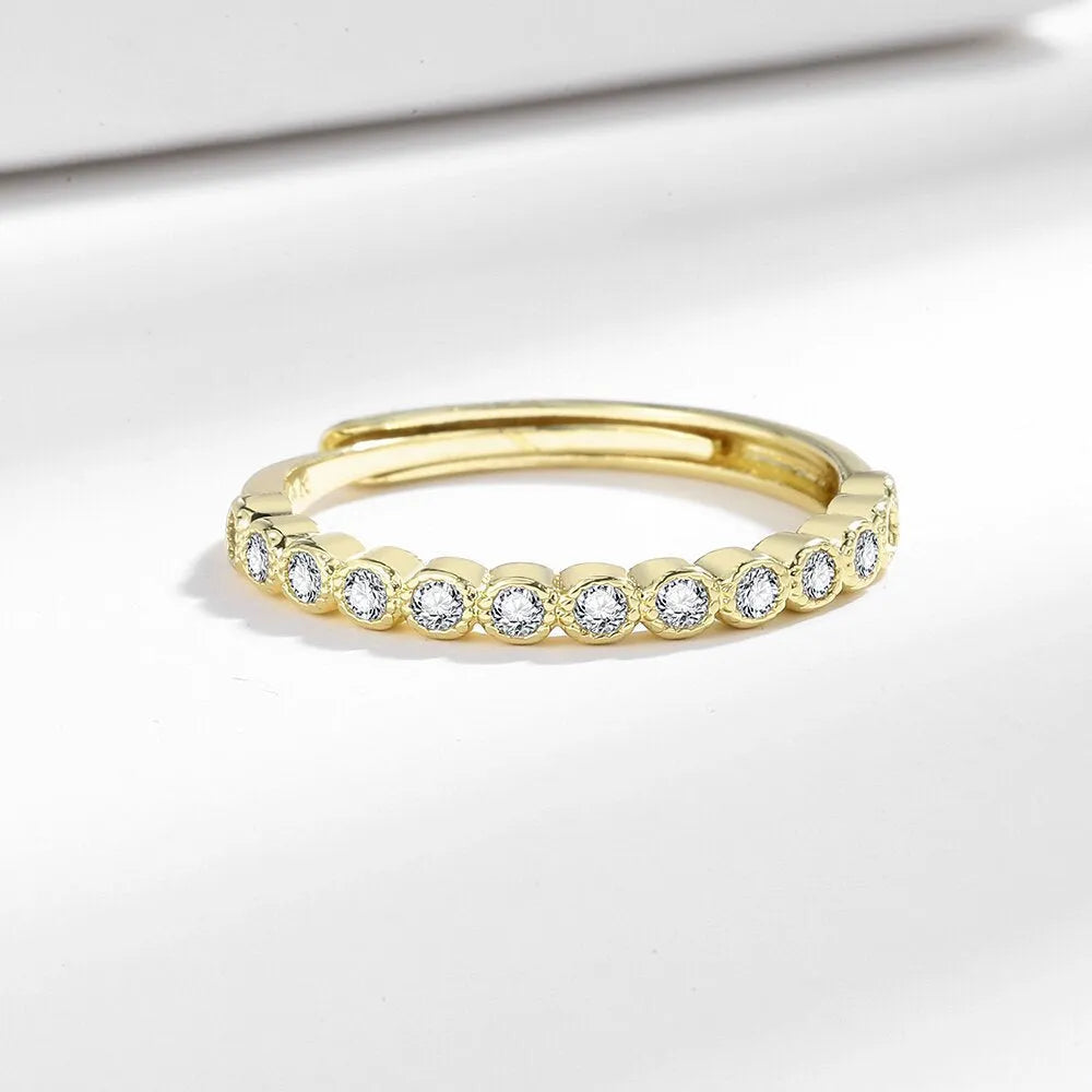 Geometric open mouth ring with diamond tail detail in Korean style, electroplated white gold colour finish