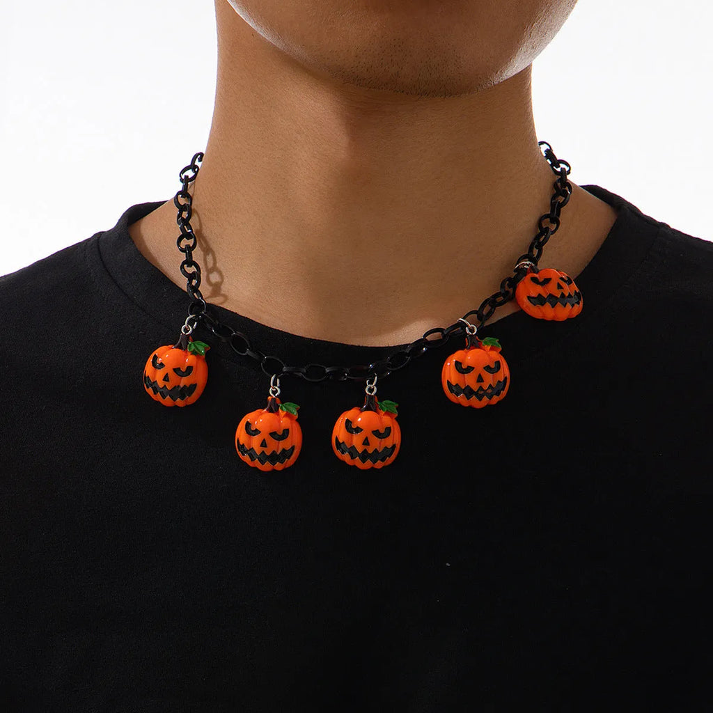 Halloween ghost pumpkin necklace with cartoon acrylic pendant on plastic chain