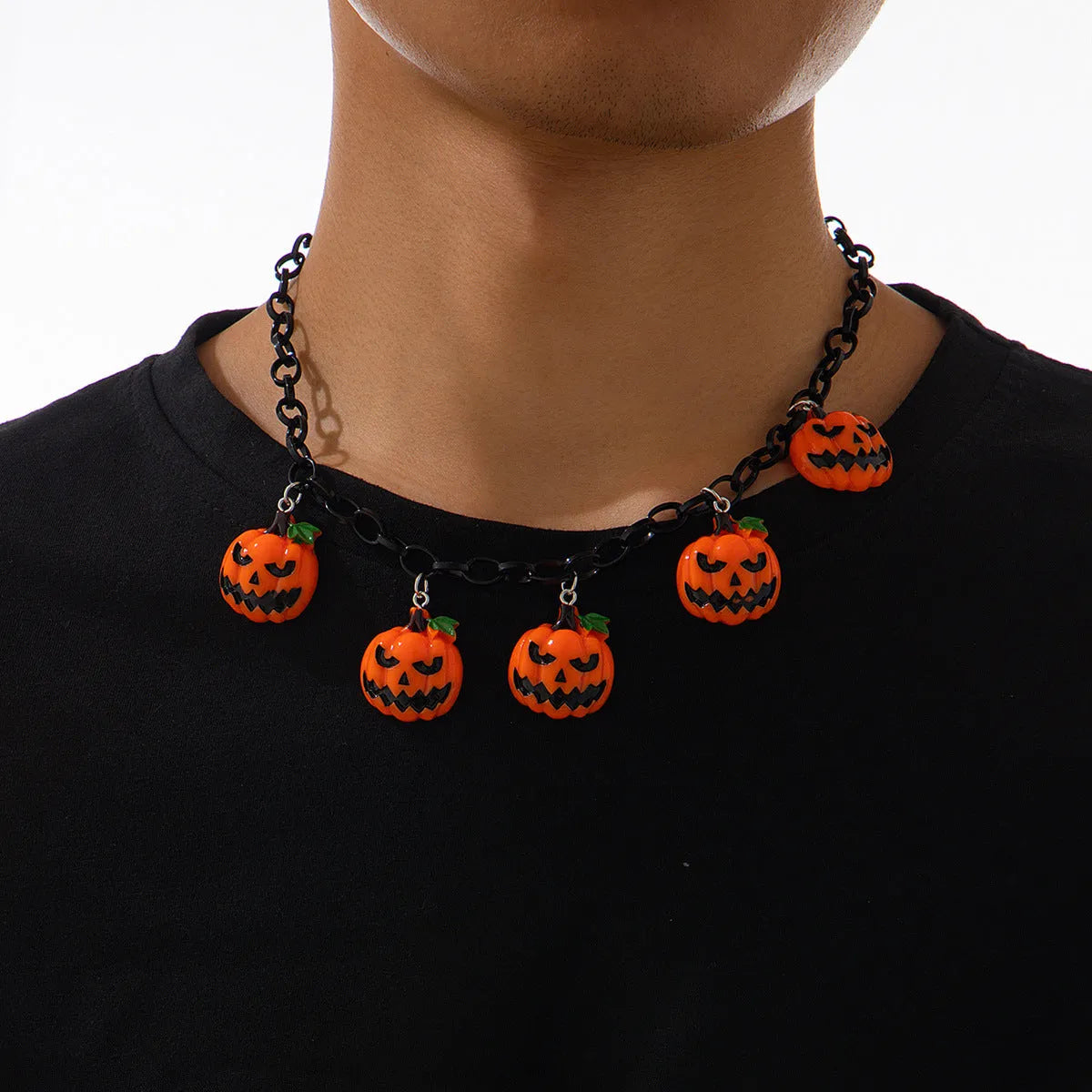Halloween ghost pumpkin necklace with cartoon acrylic pendant on plastic chain