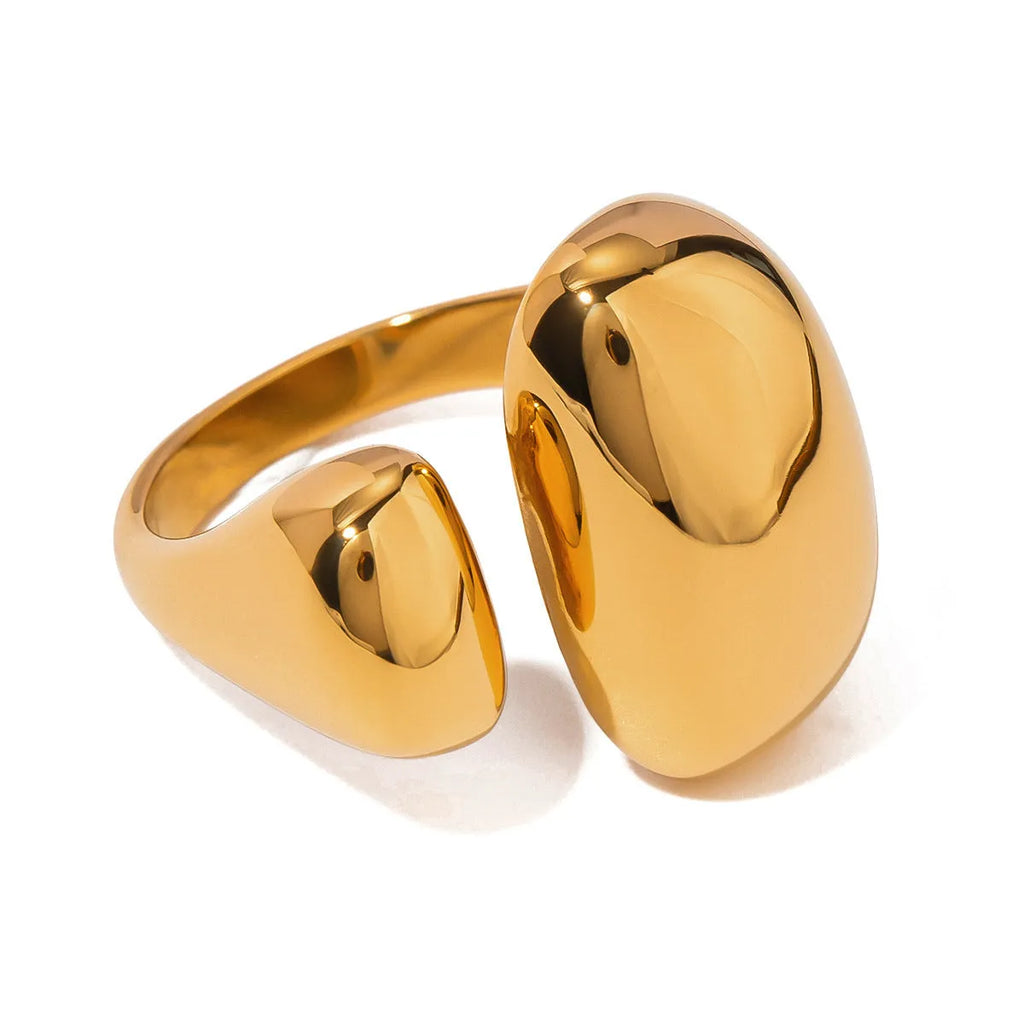 Women's stainless steel geometric open ring with electroplated JDR2405081 colour finish