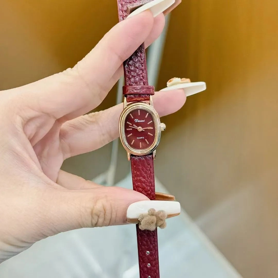 Ankela Red alloy women's watch with Chinese style design, showing 8mm thickness and various colour options.