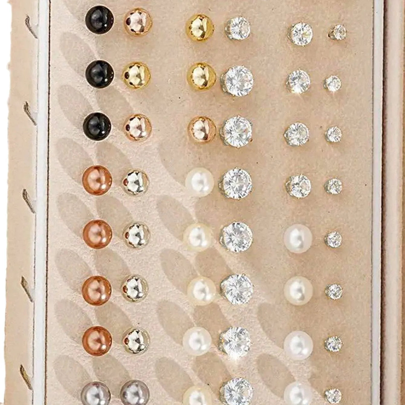 108-piece set of women's geometric pearl earrings in gold and yellow electroplated alloy