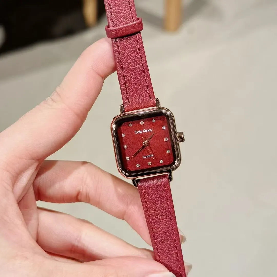 Ankela Red alloy women's watch with Chinese style design, showing 8mm thickness and various colour options.