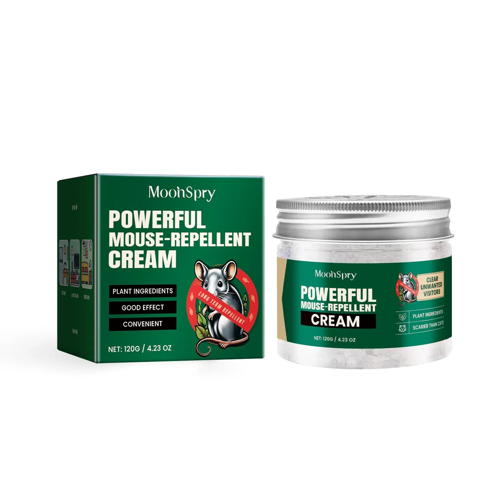 60ml natural rat repellent spray bottle with essential oils including clove, peppermint, camphor and chilli
