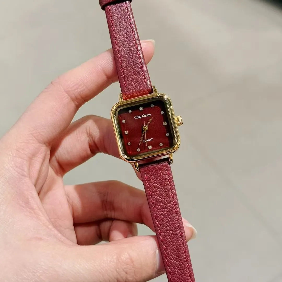 Ankela Red alloy women's watch with Chinese style design, showing 8mm thickness and various colour options.