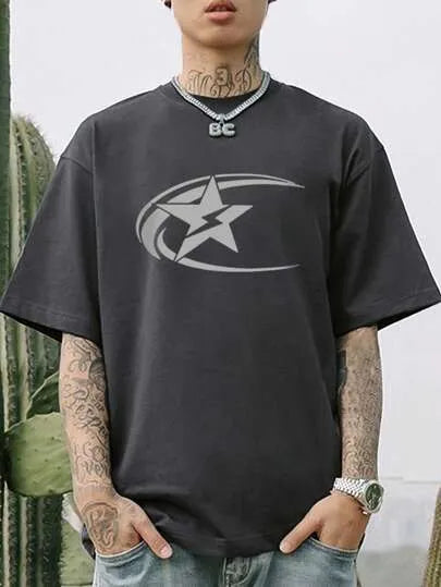 Men's pure cotton casual t-shirt in Japanese retro style showing solid colour design