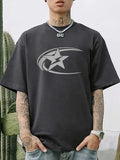 Men's pure cotton casual t-shirt in Japanese retro style showing solid colour design