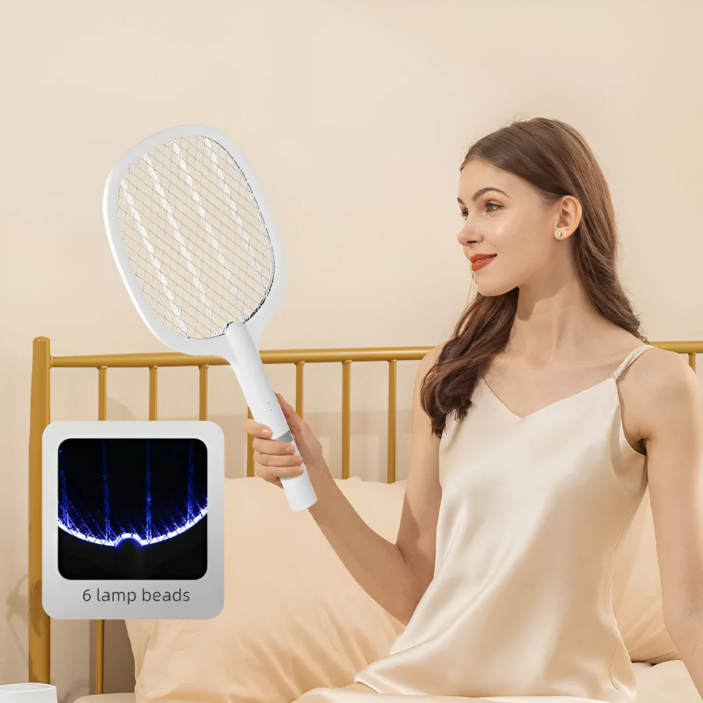 Rechargeable electric mosquito swatter with USB cable for indoor insect control