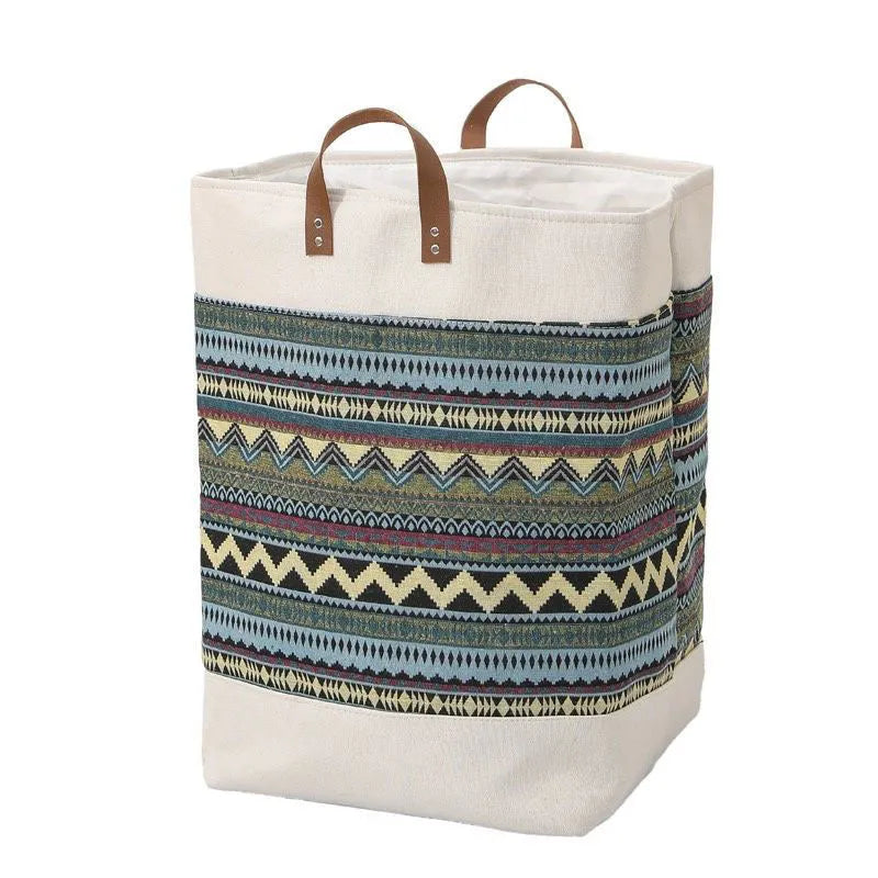 Large beige fabric storage box with 'Letters' print, showing dimensions of 35cm wide by 55cm tall.