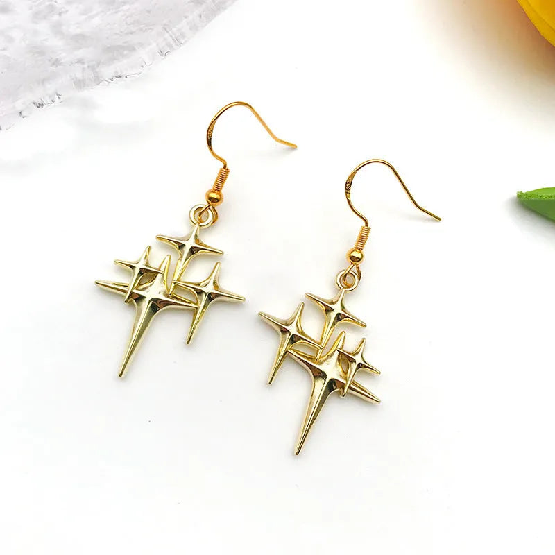 Cross-shaped XINGX pendant with eight-pointed stars, electroplated alloy DIY charm for bracelet or necklace