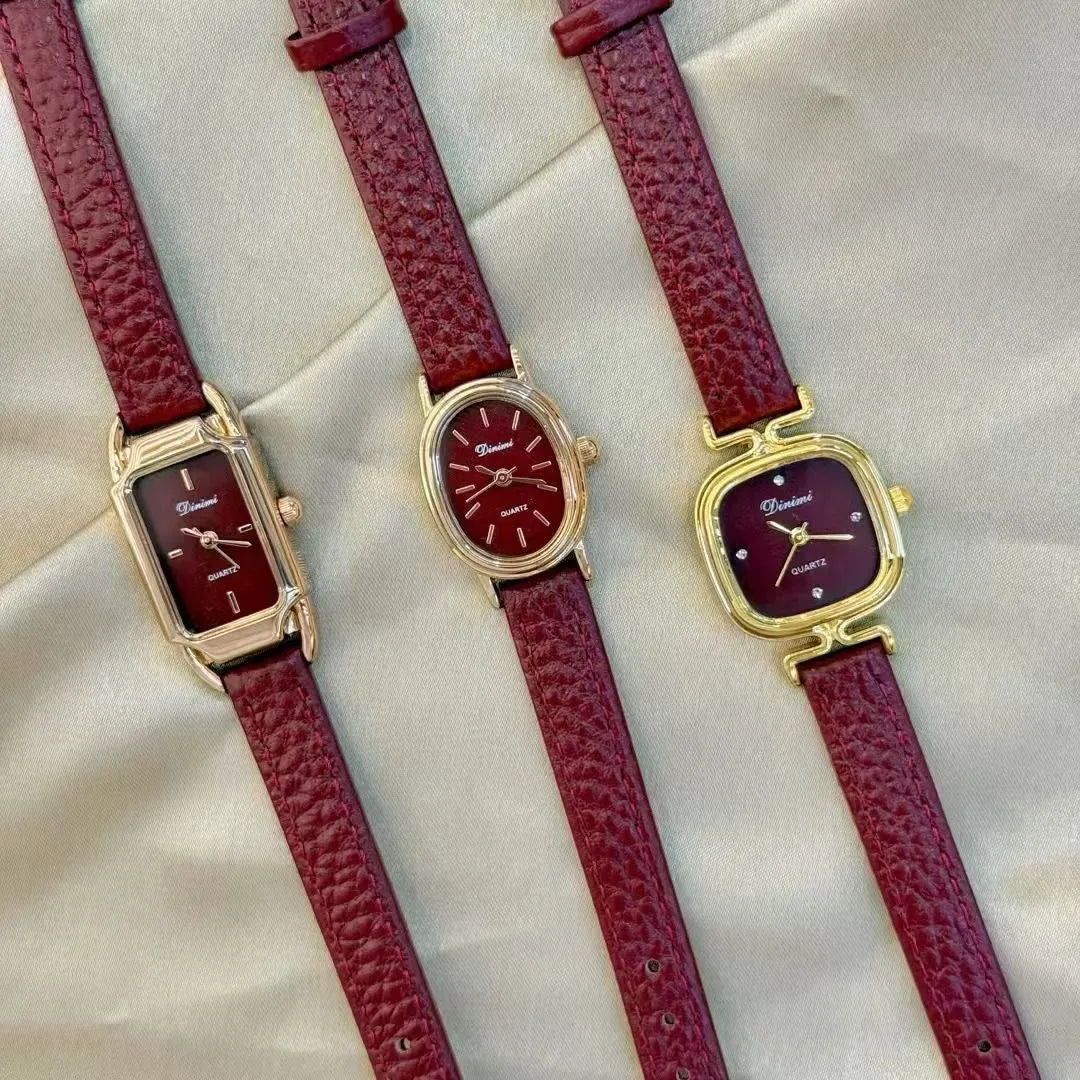 Ankela Red alloy women's watch with Chinese style design, showing 8mm thickness and various colour options.