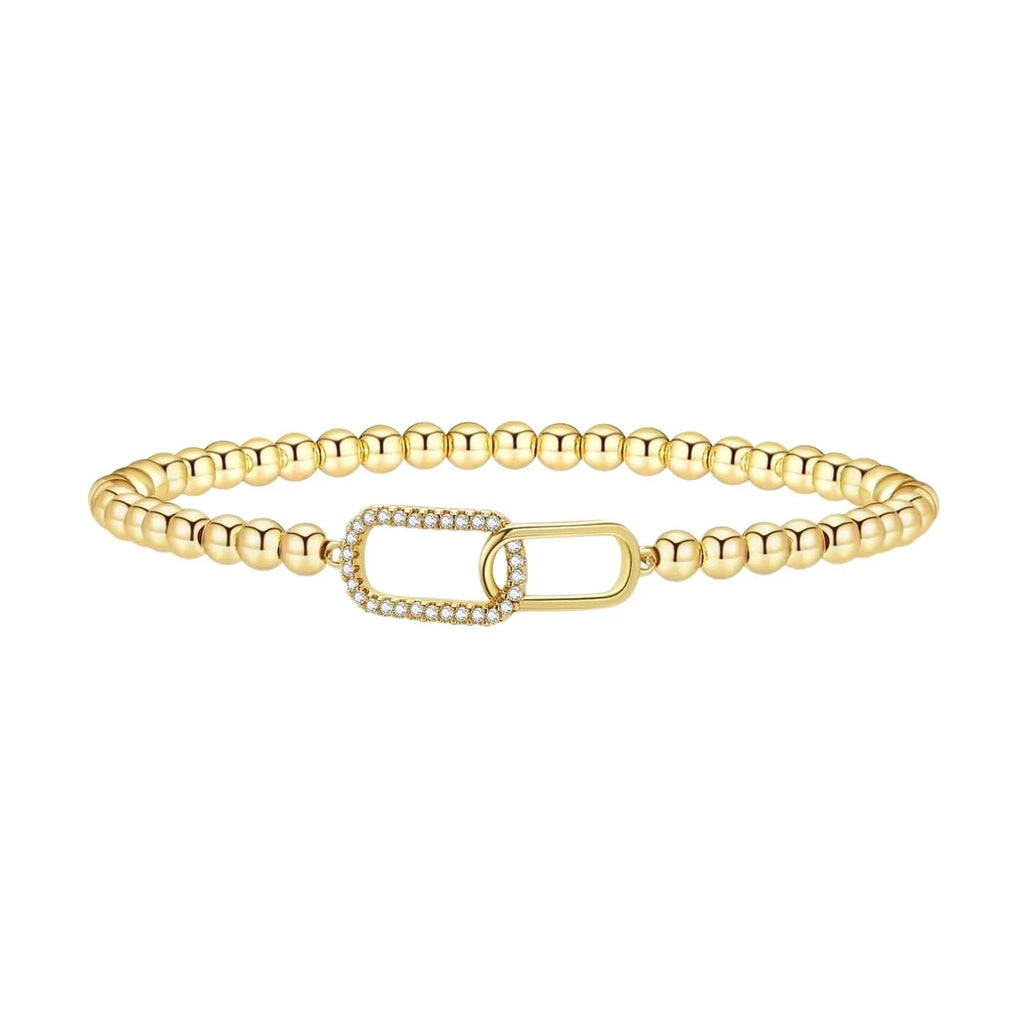 Adjustable stainless steel beaded bracelet with geometric round beads in six colour variations