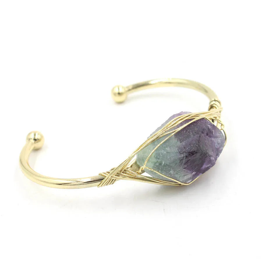 Natural raw gemstone ethnic bracelet with 8mm amorphous stones in nine colour variations