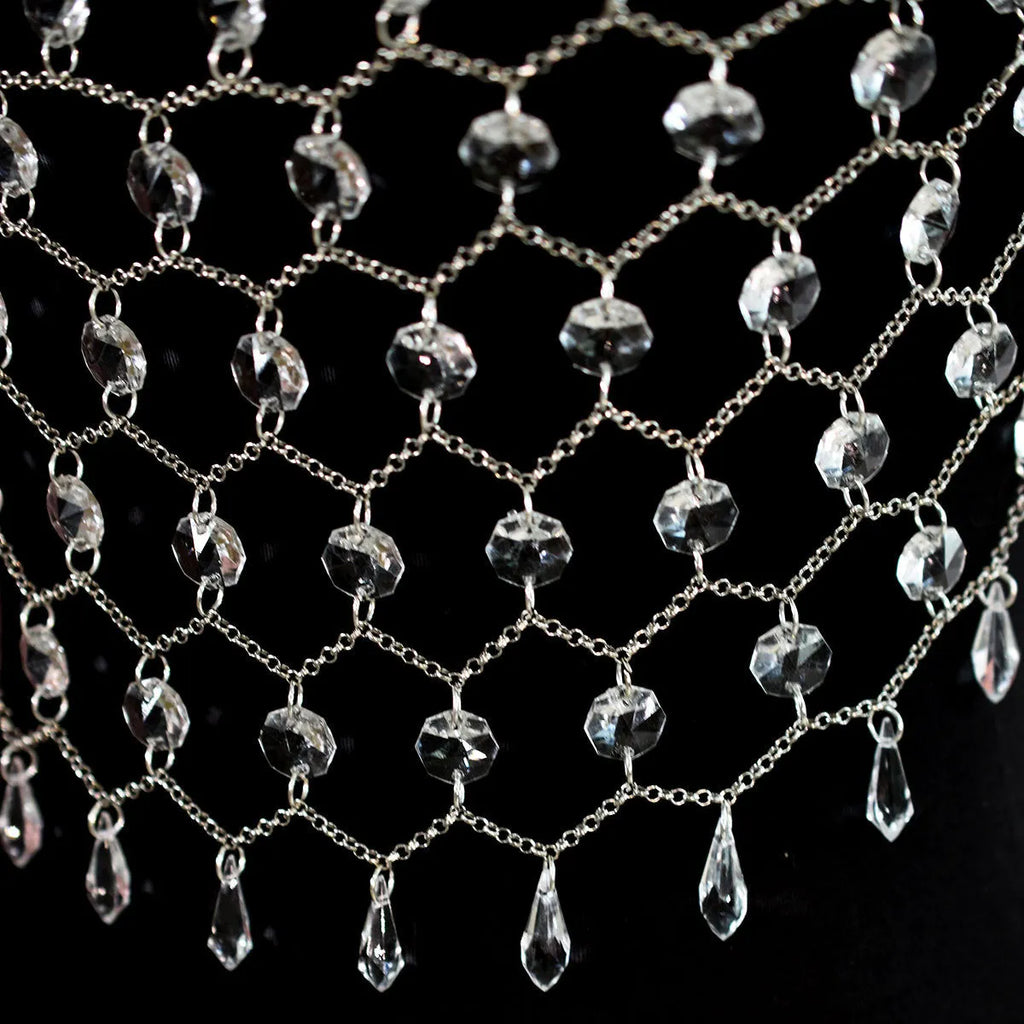 Transparent acrylic crystal sequin body chain hand-woven as chest and waist jewellery