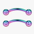 Polished titanium steel curved eyebrow piercing with steel ball end, 1.2mm thickness