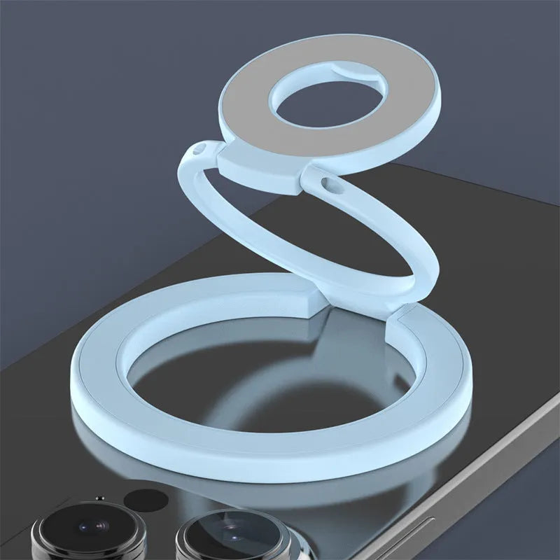Double ring magnetic phone holder in cool black with strong magnetic force and fastened ring alloy construction