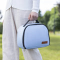 Insulated lunch box bento handbag in textured cloth with large capacity for keeping food warm