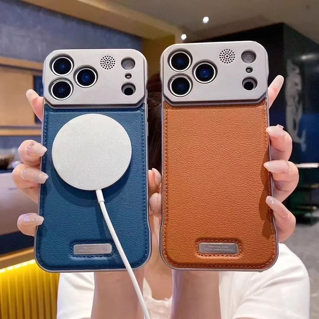 Imitation leather magnetic phone case for iPhone, half-pack design with frosted finish and aromatherapy feature