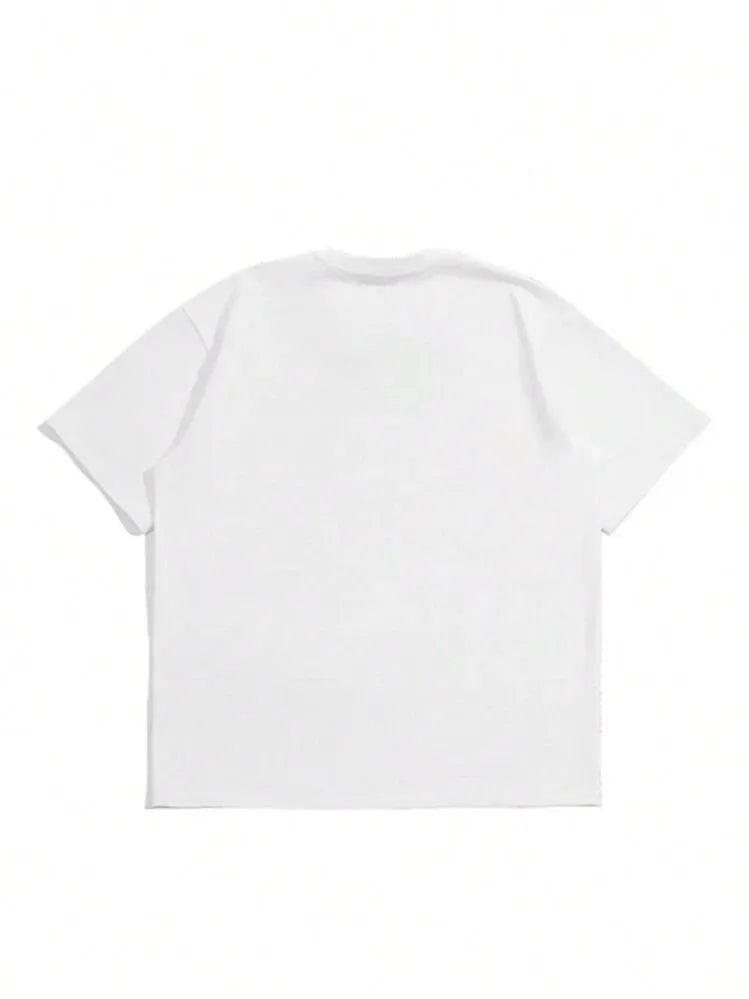 Men's pure cotton casual t-shirt in Japanese retro style showing solid colour design