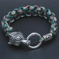 Handmade wolf head titanium steel bracelet in camouflage colour with polished finish