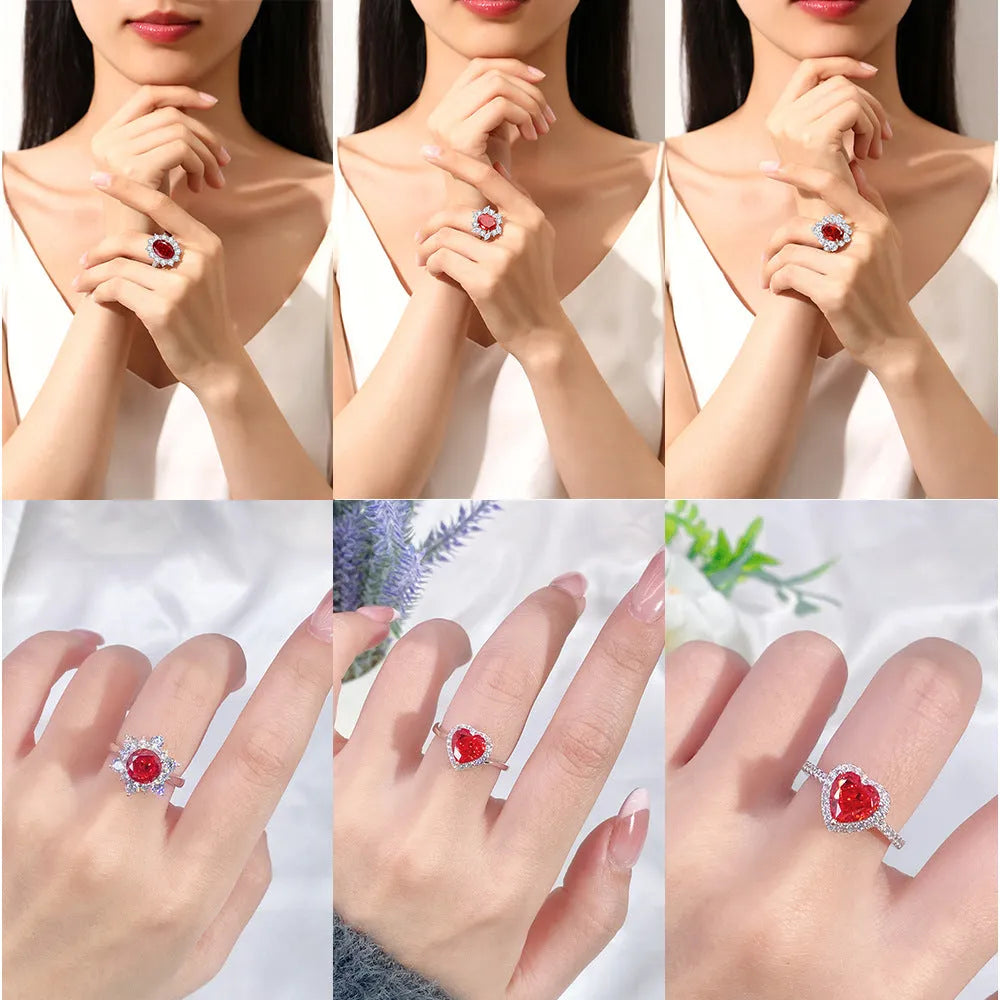 Heart-shaped sterling silver ring with a sparkling diamond-cut colour zircon stone.