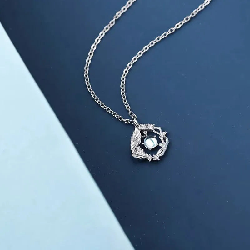 Women's creative tree and bird pendant necklace in alloy with adjustable 41-50cm length
