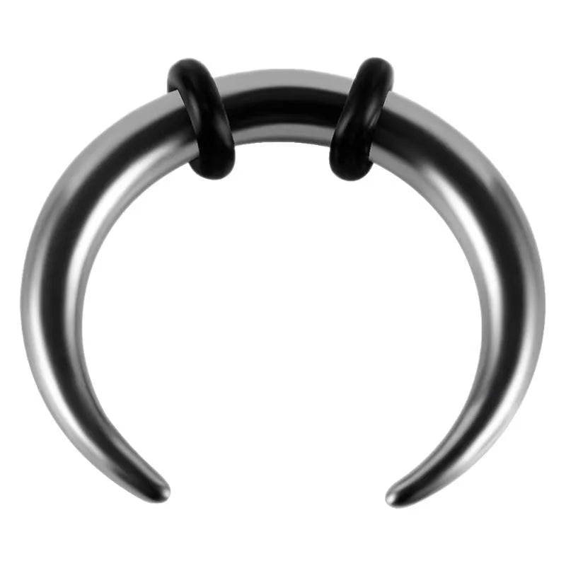 316 stainless steel C-shaped buffalo horn nose ring in steel colour or black finish