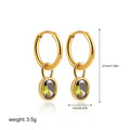 Women's retro-style oval zircon stud earrings in copper, shown in an army green colour variant.