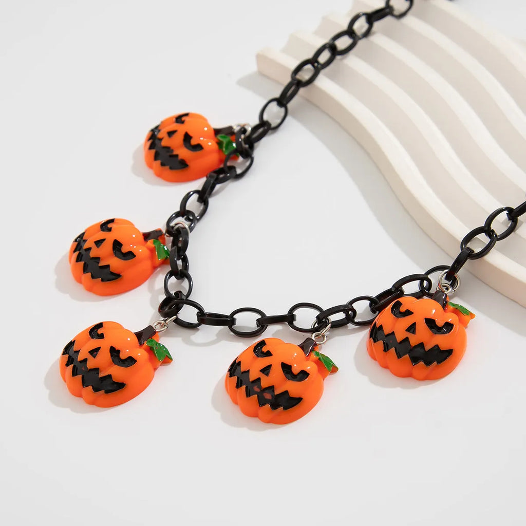 Halloween ghost pumpkin necklace with cartoon acrylic pendant on plastic chain
