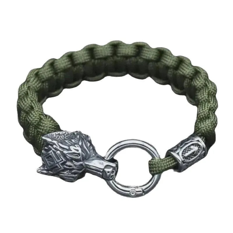 Handmade wolf head titanium steel bracelet in camouflage colour with polished finish