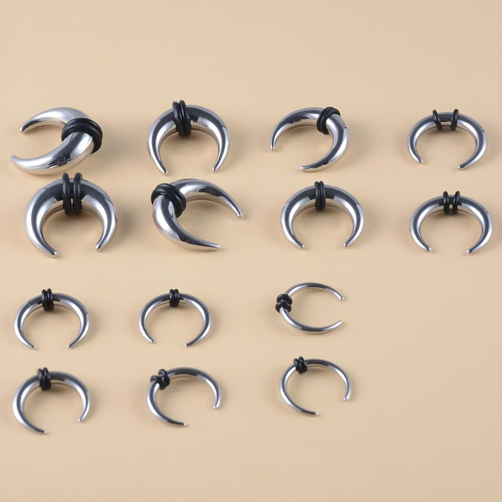 316 stainless steel C-shaped buffalo horn nose ring in steel colour or black finish