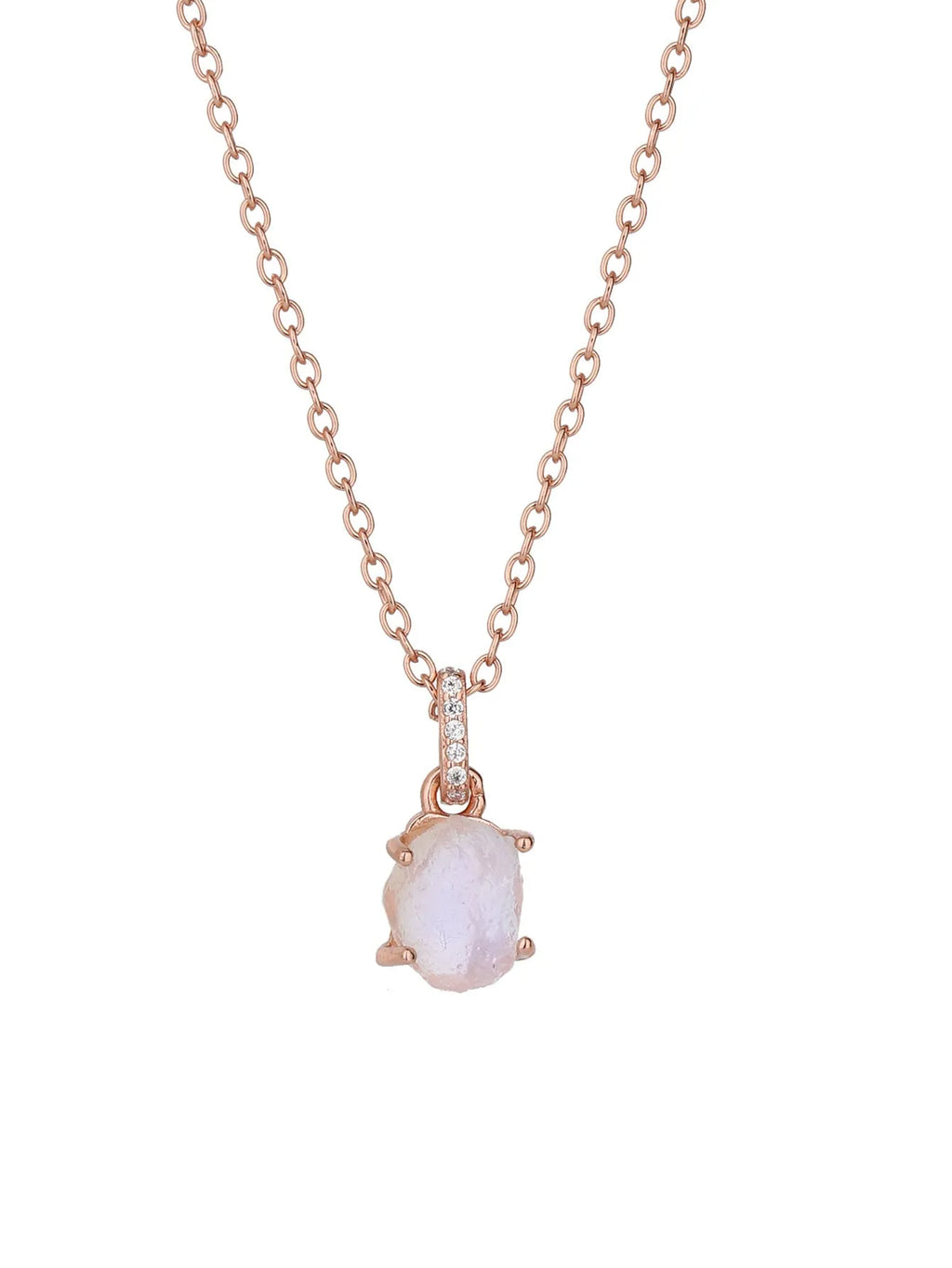 S925 sterling silver moonstone necklace with geometric crystal pendant on curb chain