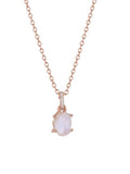 S925 sterling silver moonstone necklace with geometric crystal pendant on curb chain