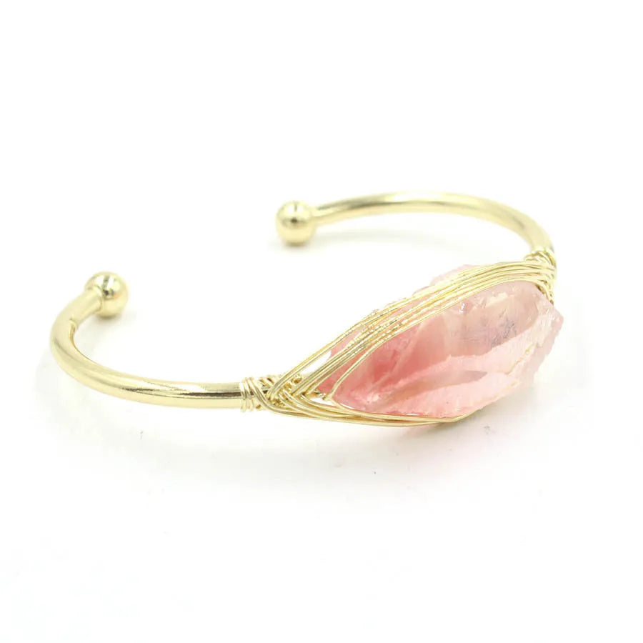 Natural raw gemstone ethnic bracelet with 8mm amorphous stones in nine colour variations