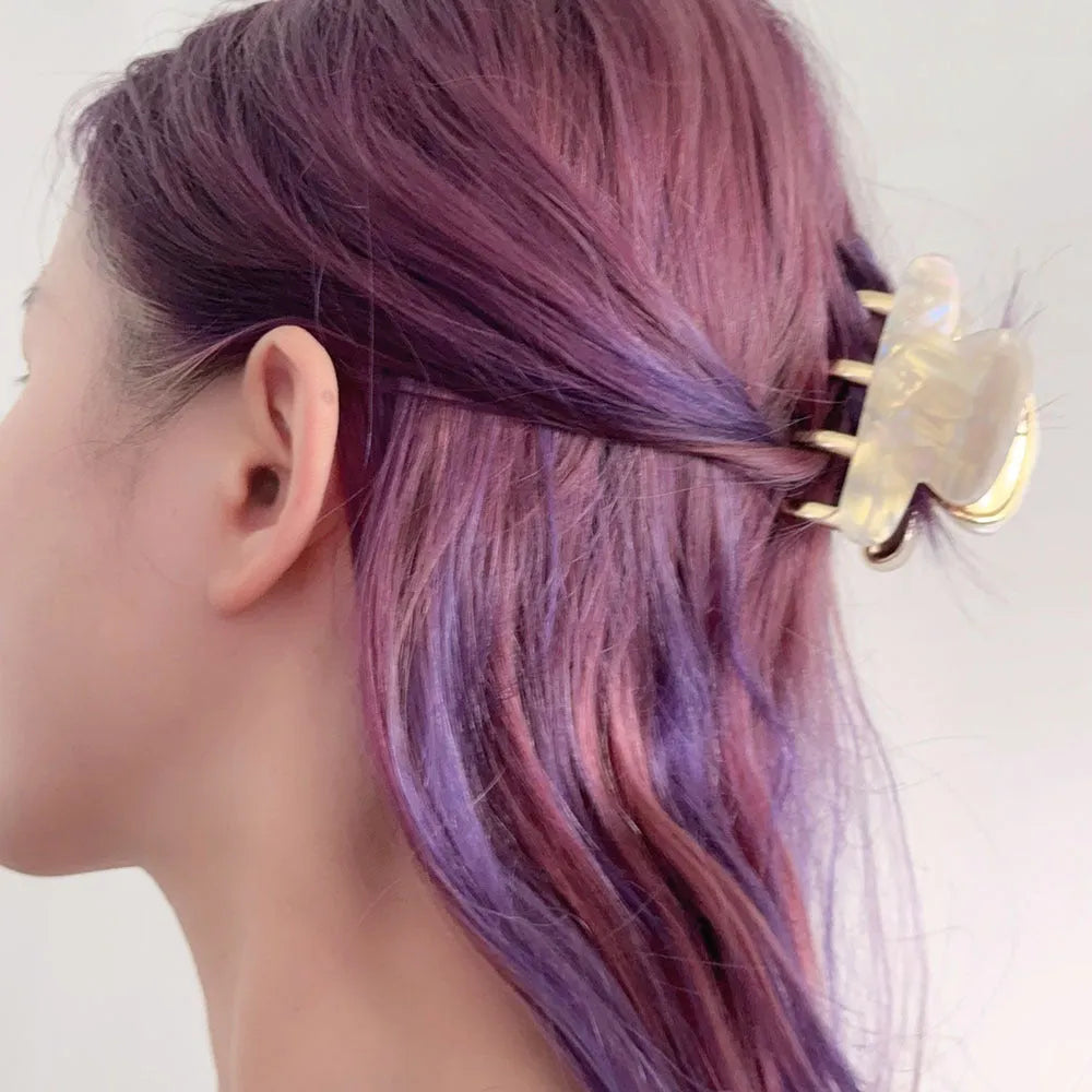 Medium-sized dopamine retro acetate hair clip barrettes with metal grip in four colour variations