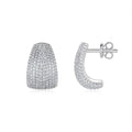 Women's geometric sterling silver ear studs with white moissanite stones