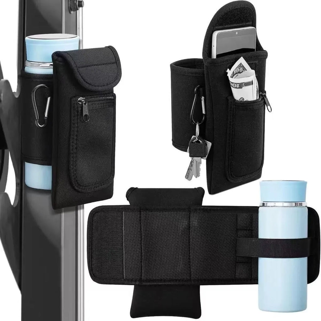 Cloth fitness kettle sleeve with magnetic and carabiner clip options in various colours.