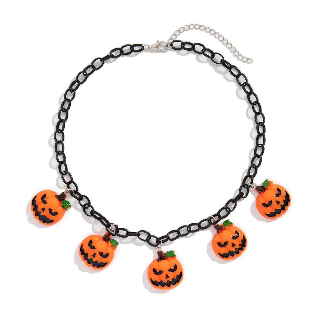 Halloween ghost pumpkin necklace with cartoon acrylic pendant on plastic chain
