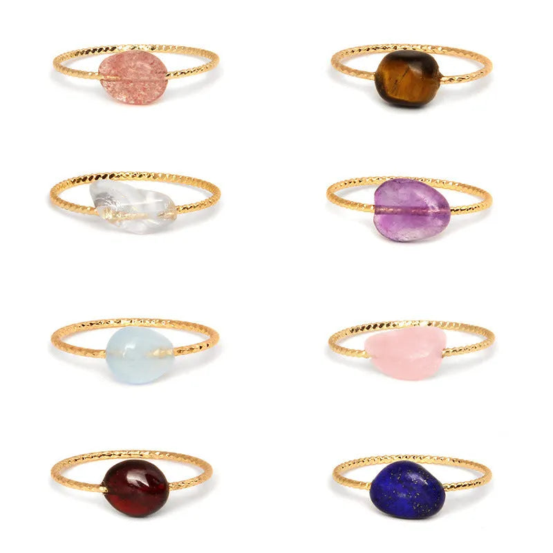 A geometric-shaped agate ring for women in an original design, showcasing natural stone colouration.